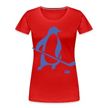 Penguin Ice Hockey Silhouette Minimalist - Women's Premium Organic T-Shirt - red - Front - Mia (176cm)