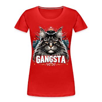 Maine Coon Cat Cool Gangsta Gangster Gift - Women's Premium Organic T-Shirt - red - Front - Mia (176cm)