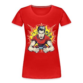 Gamer Cartoon Stil - Frauen Premium Bio T-Shirt - Rot - Vorne - Mia (176cm)