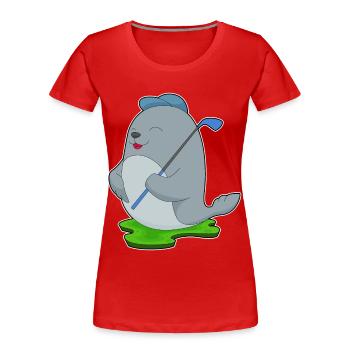 Seal Golf Golf Clubs - Women's Premium Organic T-Shirt - red - Front - Mia (176cm)