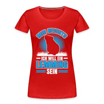 Wants a lemming to be a vole Lemming - Women's Premium Organic T-Shirt - red - Front - Mia (176cm)