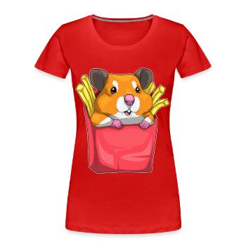 Hamster Pommes frites - Frauen Premium Bio T-Shirt - Rot - Vorne - Mia (176cm)