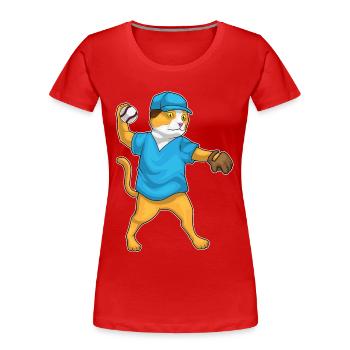 Sports de gants de baseball de baseball Cat - T-shirt bio Premium Femme - rouge - Devant - Mia (176cm)