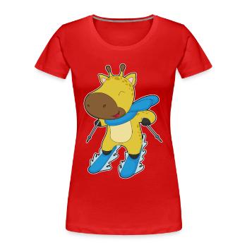 Girafe Skier Ski - T-shirt bio Premium Femme - rouge - Devant - Mia (176cm)