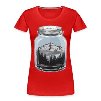 Captured Memories - Berglandschaft im Glas - Frauen Premium Bio T-Shirt - Rot - Vorne - Mia (176cm)