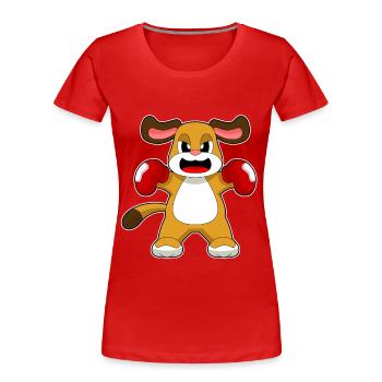 Dog Boxer Boxing Gloves Boxing - Women's Premium Organic T-Shirt - red - Front - Mia (176cm)
