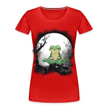 Frosch Frösche Meditation meditieren Waldbewohner - Frauen Premium Bio T-Shirt - Rot - Vorne - Mia (176cm)