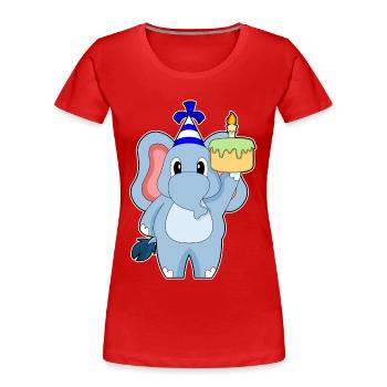 Gâteau d’anniversaire d’éléphant - T-shirt bio Premium Femme - rouge - Devant - Mia (176cm)