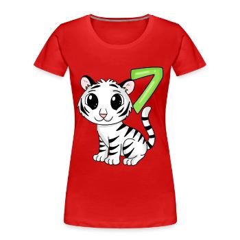 7th Birthday Motif Tiger - 7 years old - Women's Premium Organic T-Shirt - red - Front - Mia (176cm)