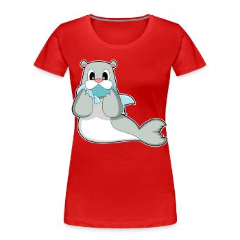 Seal Fish - Women's Premium Organic T-Shirt - red - Front - Mia (176cm)
