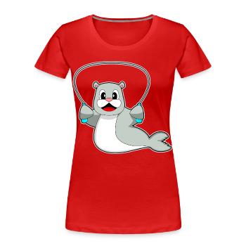 Seal Jumping Rope Skipping Rope Fitness - Women's Premium Organic T-Shirt - red - Front - Mia (176cm)
