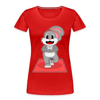 Lapin Yoga Fitness Gymnastique - T-shirt bio Premium Femme - rouge - Devant - Mia (176cm)