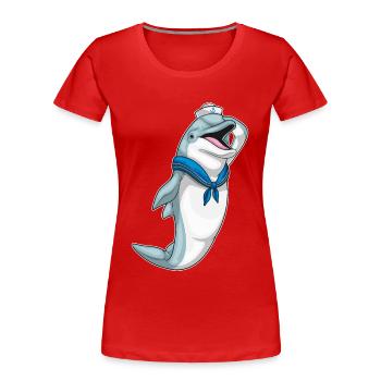 Dolphin Sailor Chapeau de marin - T-shirt bio Premium Femme - rouge - Devant - Mia (176cm)