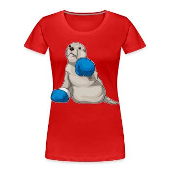 Seal Boxer Boxing Gloves Boxing - Women's Premium Organic T-Shirt - red - Front - Mia (176cm)