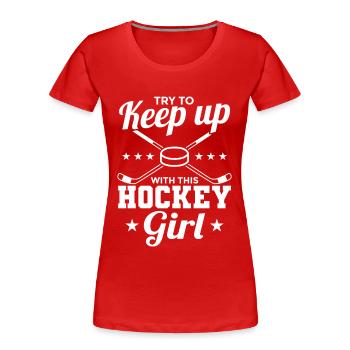 Hockey sur glace Filles - T-shirt bio Premium Femme - rouge - Devant - Mia (176cm)
