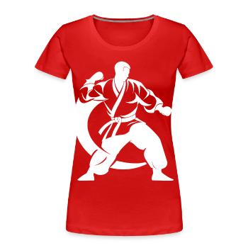 Karateka Zeichnung - Frauen Premium Bio T-Shirt - Rot - Vorne - Mia (176cm)