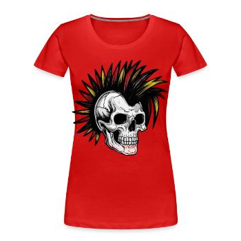 Irokese Deutschland Punker Fussballfan Skull - Frauen Premium Bio T-Shirt - Rot - Vorne - Mia (176cm)