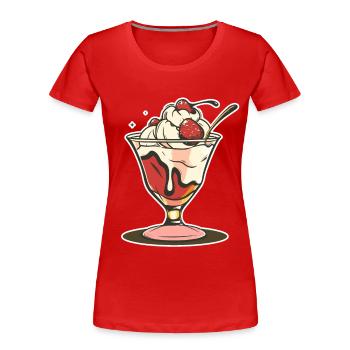 Ice cream sundae Drawing - Women's Premium Organic T-Shirt - red - Front - Mia (176cm)