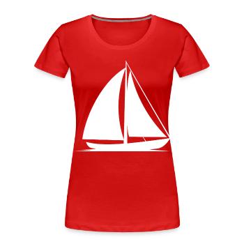 Dessin au trait de voilier - T-shirt bio Premium Femme - rouge - Devant - Mia (176cm)