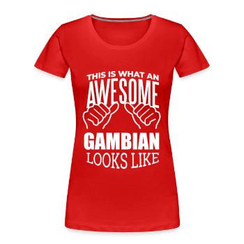 Gambia Gambia Gambia - Frauen Premium Bio T-Shirt - Rot - Vorne - Mia (176cm)