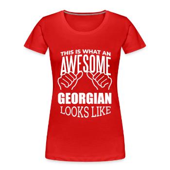 Georgia Georgia Georgia - Frauen Premium Bio T-Shirt - Rot - Vorne - Mia (176cm)