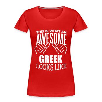 Greece Greece Greece - Women's Premium Organic T-Shirt - red - Front - Mia (176cm)