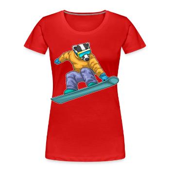 Dachs Snowboarder Snowboard - Frauen Premium Bio T-Shirt - Rot - Vorne - Mia (176cm)