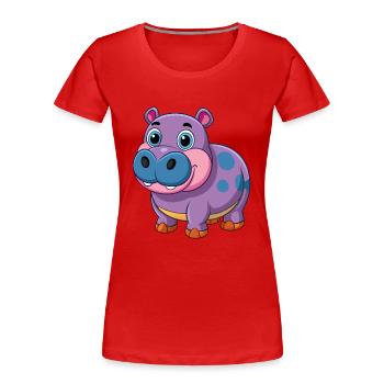 Hippopotame Mignon Mascotte Personnage De Dessin Animé Kawaii - T-shirt bio Premium Femme - rouge - Devant - Mia (176cm)