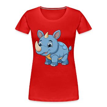 Rhino Cute Mascot Cartoon Character Kawaii - Women's Premium Organic T-Shirt - red - Front - Mia (176cm)