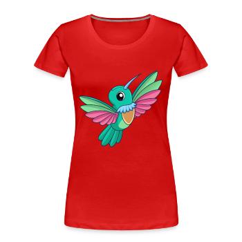 Colibri Mascotte mignonne Personnage de dessin animé Kawaii - T-shirt bio Premium Femme - rouge - Devant - Mia (176cm)