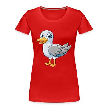 Möwe Niedliche Maskottchen Zeichentrickfigur Kawaii - Frauen Premium Bio T-Shirt - Rot - Vorne - Mia (176cm)