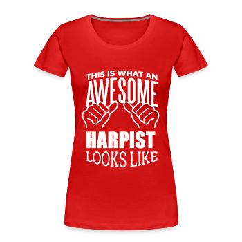 Harfe Harfe Harfe - Frauen Premium Bio T-Shirt - Rot - Vorne - Mia (176cm)
