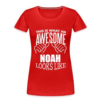 Noah Noah Noah - Frauen Premium Bio T-Shirt - Rot - Vorne - Mia (176cm)