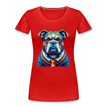 Bouledogue race coloré aquarelle dessin animé Kawaii - T-shirt bio Premium Femme - rouge - Devant - Mia (176cm)