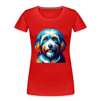 Coton De Tulear Chien Race Coloré Dessin Animé Kawaii - T-shirt bio Premium Femme - rouge - Devant - Mia (176cm)