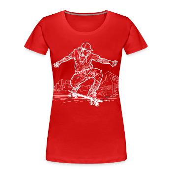 Dessin de skateboarder - T-shirt bio Premium Femme - rouge - Devant - Mia (176cm)