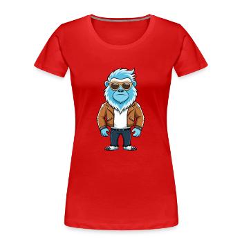 Yeti Lustige Cartoon Kawaii Jacke Sonnenbrille - Frauen Premium Bio T-Shirt - Rot - Vorne - Mia (176cm)