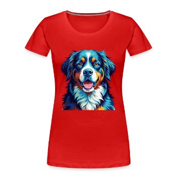 Bernese Mountain Dog Breed Colorful Cartoon Kawaii - Women's Premium Organic T-Shirt - red - Front - Mia (176cm)