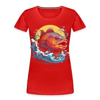 Fischerei Illustration - Frauen Premium Bio T-Shirt - Rot - Vorne - Mia (176cm)