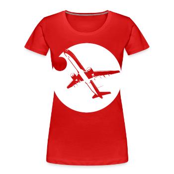 Flieger Zeichnung - Frauen Premium Bio T-Shirt - Rot - Vorne - Mia (176cm)
