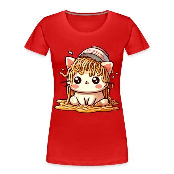 Ramen Cat-Geschmack! Die Ramen-Katze - Frauen Premium Bio T-Shirt - Rot - Vorne - Mia (176cm)