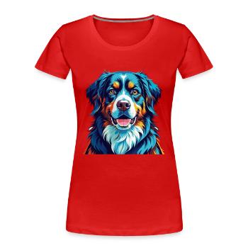 Berner Laufhund Dog Breed Colorful Cartoon Kawaii - Women's Premium Organic T-Shirt - red - Front - Mia (176cm)
