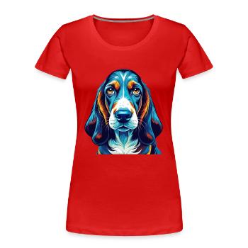 Blue Gascony Basset Dog Breed Cartoon Kawaii - Women's Premium Organic T-Shirt - red - Front - Mia (176cm)