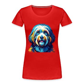 Coton De Tulear Chien Race Coloré Dessin Animé Kawaii - T-shirt bio Premium Femme - rouge - Devant - Mia (176cm)