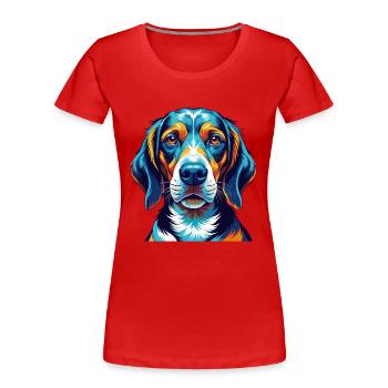 Finnish Hound Dog Breed Colorful Cartoon Kawaii - Women's Premium Organic T-Shirt - red - Front - Mia (176cm)
