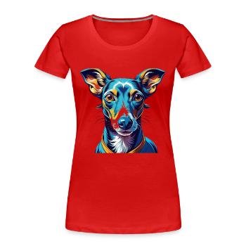 Lévrier italien race de chien dessin animé Kawaii - T-shirt bio Premium Femme - rouge - Devant - Mia (176cm)