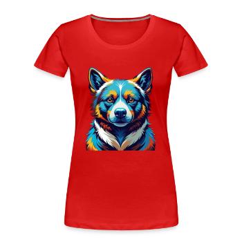 Karelian Bear Dog Breed Colorful Cartoon Kawaii - Women's Premium Organic T-Shirt - red - Front - Mia (176cm)