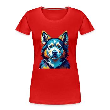 Kanadischer Labrador Husky Hunderasse Karikatur Kawaii - Frauen Premium Bio T-Shirt - Rot - Vorne - Mia (176cm)