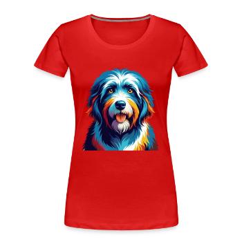 Vieux chien de berger anglais race coloré dessin animé Kawaii - T-shirt bio Premium Femme - rouge - Devant - Mia (176cm)