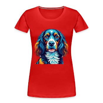 Picardy Spaniel Dog Breed Colorful Cartoon Kawaii - Women's Premium Organic T-Shirt - red - Front - Mia (176cm)